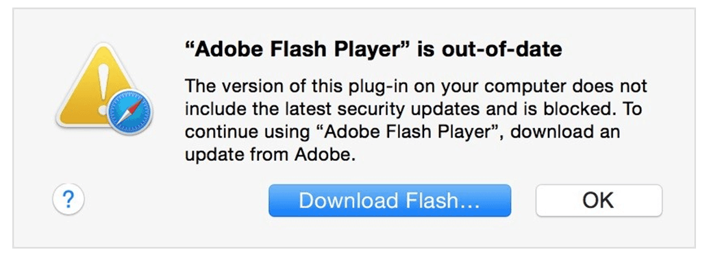flash player is outdated os x virus